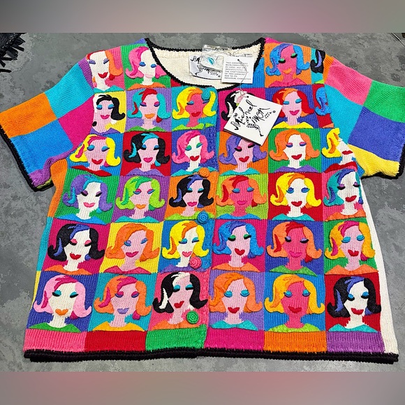 Michael Simon Sweaters - Vintage Michael Simon Pop Art Cardigan